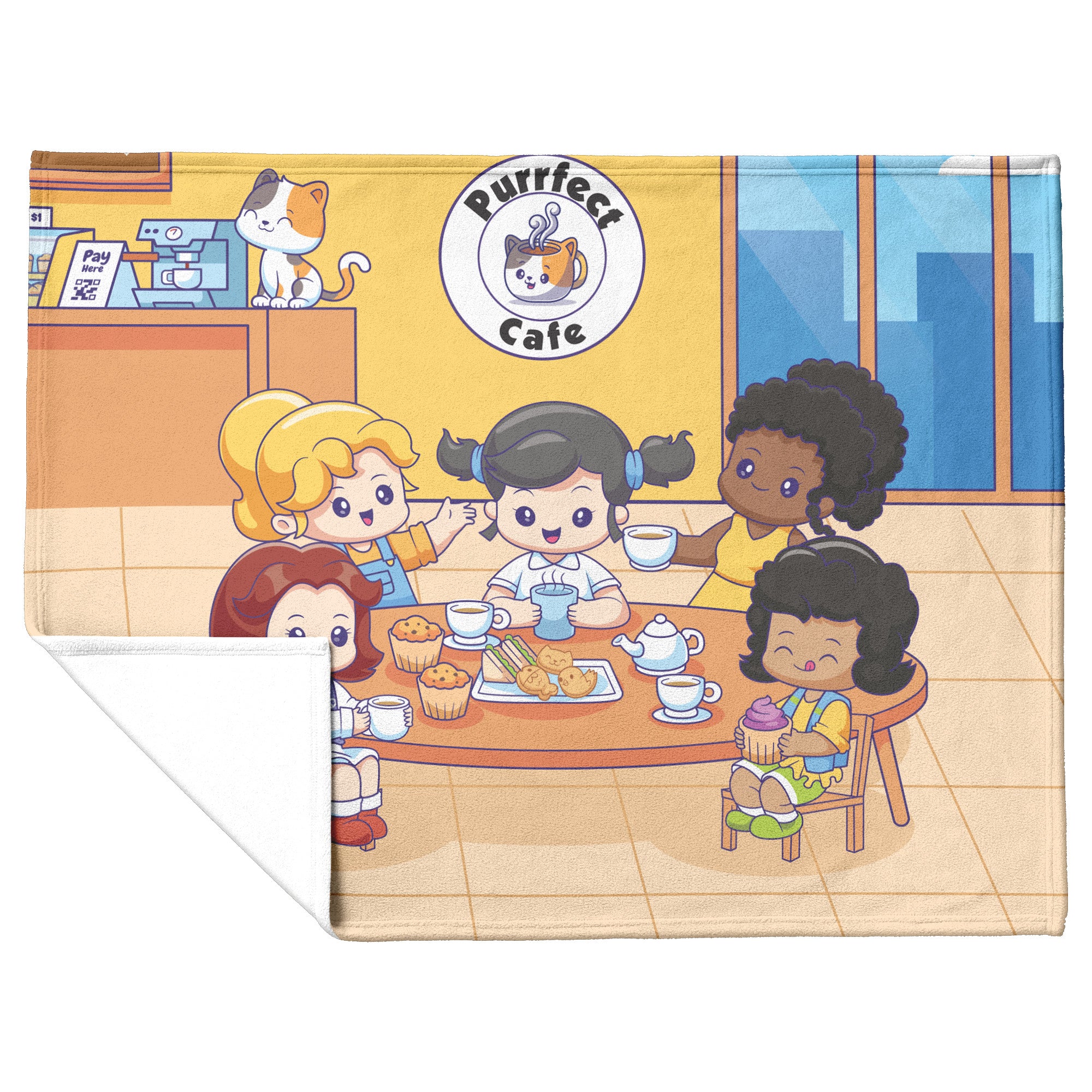 Purrfect Cafe Fleece Baby Blanket