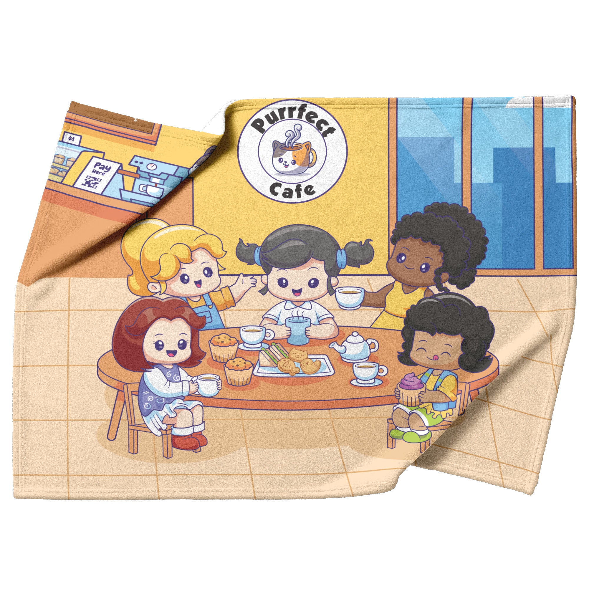 Purrfect Cafe Fleece Baby Blanket