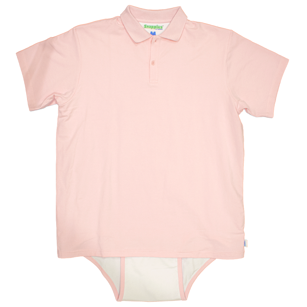 Baby Pink Snappies Adult Onesie Polo ABDL Outfit Tykables